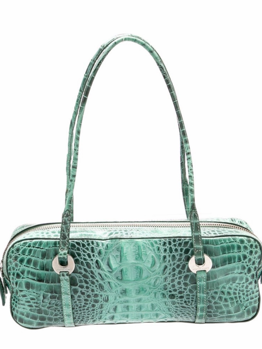 Emanuel Ungaro Mint Green Croc-Embossed Shoulder Bag